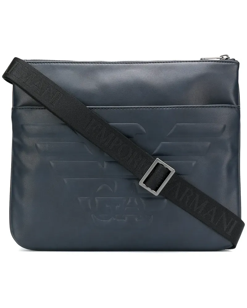 Emporio Armani Schultertasche mit eingeprägtem Logo - Blau Blau