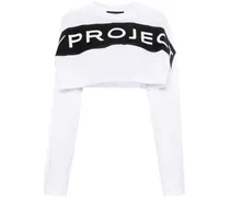Cropped-T-Shirt mit Logo-Applikation - Weiß