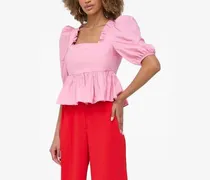 Puffärmel-Oberteil mit Rüschendetail - Rosa