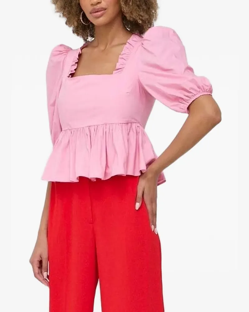 Custommade Puffärmel-Oberteil mit Rüschendetail - Rosa Rosa
