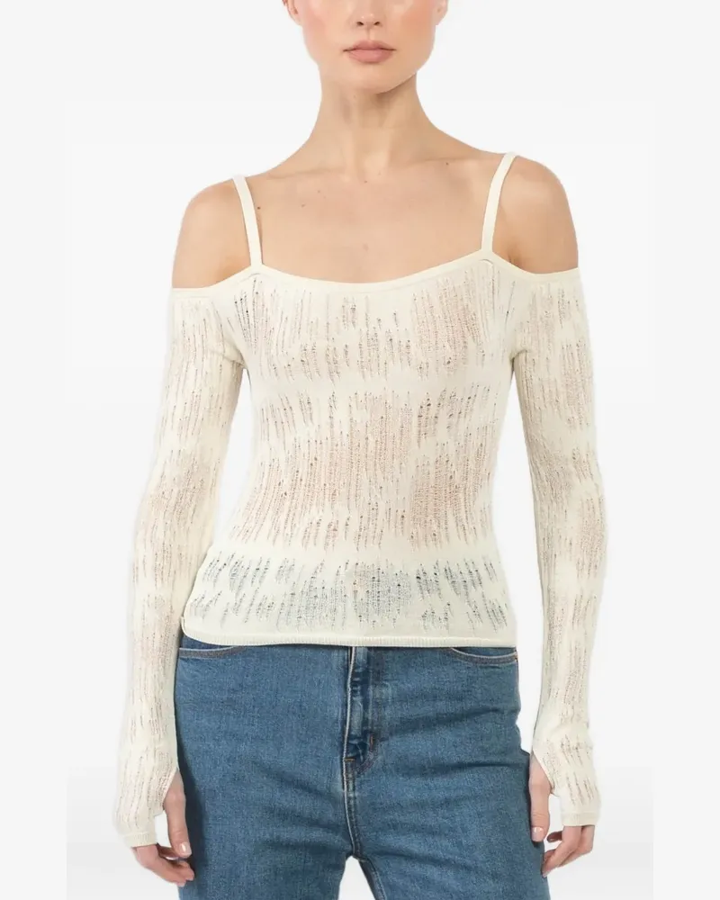 Isabel Benenato lace strap blouse - Weiß Weiß