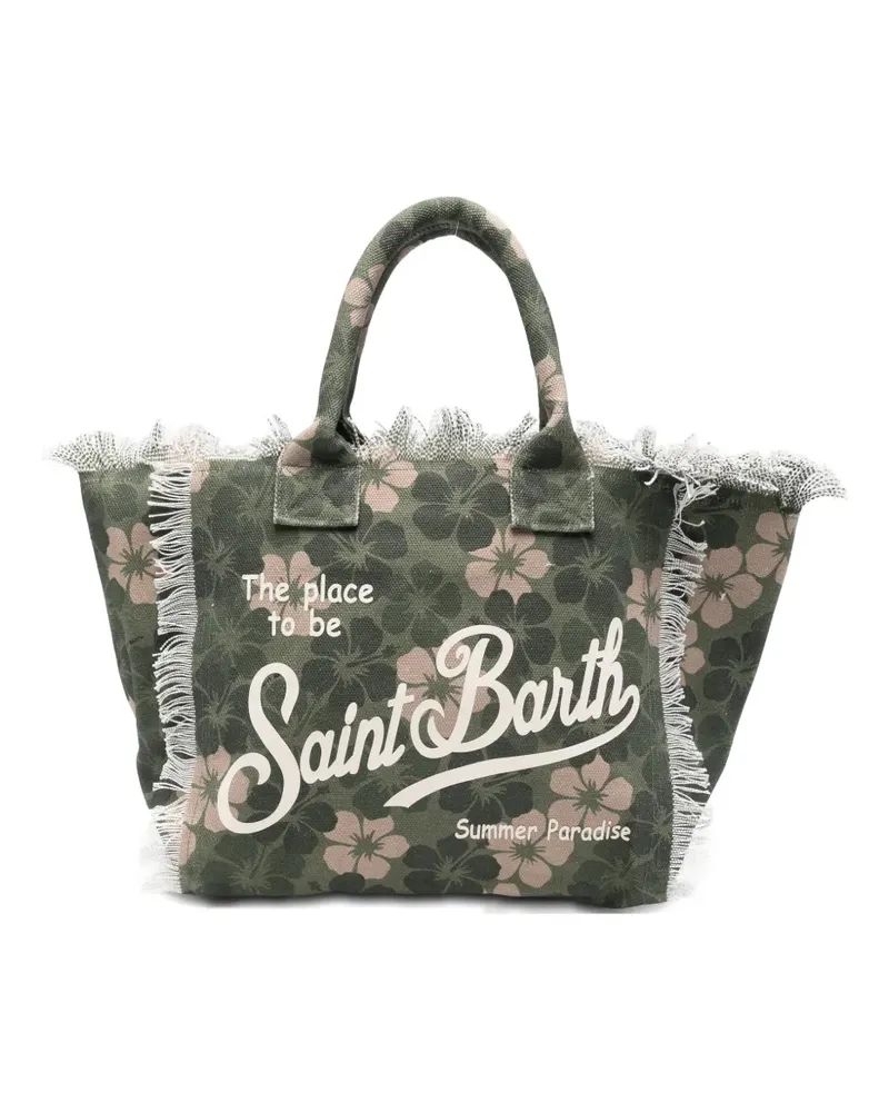 MC2 Saint Barth floral-print frayed tote bag - Grün Grün