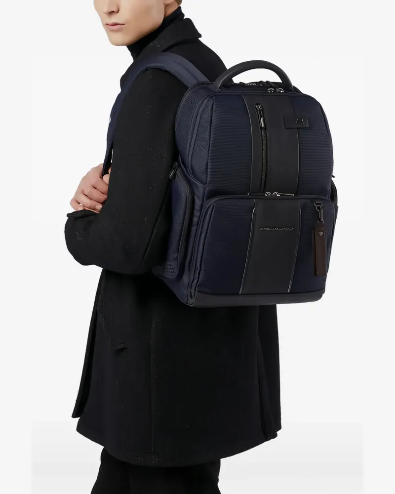 Piquadro mesh-texture backpack - Schwarz Schwarz