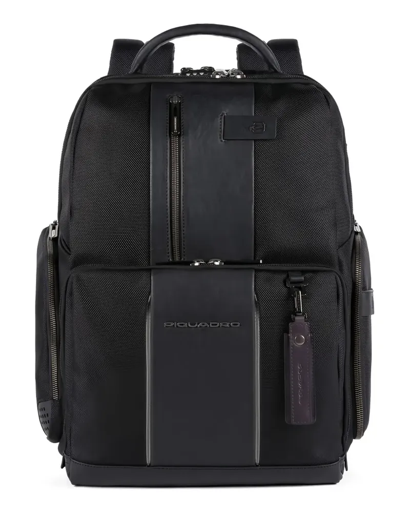 Piquadro mesh-texture backpack - Schwarz Schwarz