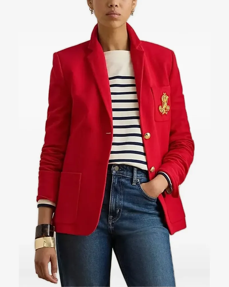 Ralph Lauren Einreihiger Bullion Blazer mit Logo-Stickerei - Rot Rot