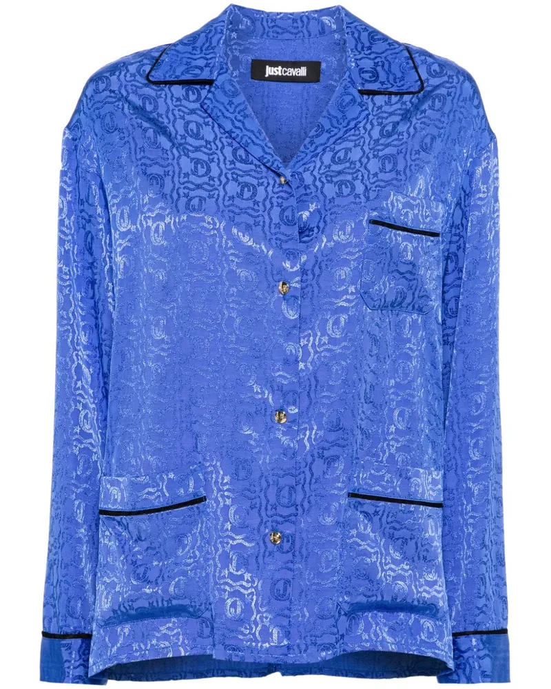 Just Cavalli Jacquard-Hemd mit Logo Blau