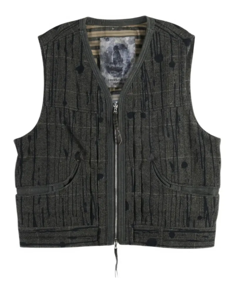 Ziggy Chen paint-splatter herringbone gilet - Grau Grau