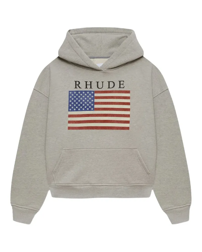 RHUDE USA Hoodie mit Flaggen-Print - Grau Grau