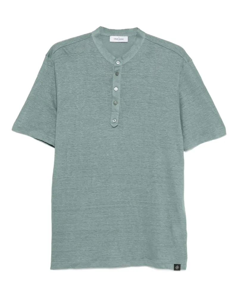 Gran Sasso Leinen-T-Shirt mit Henley-Kragen - Grün Grün