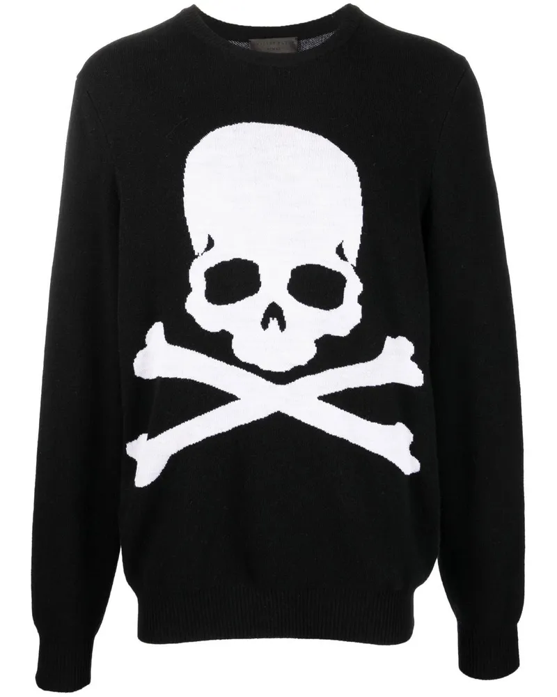 Philipp Plein Intarsien-Pullover mit Totenkopf - Schwarz Schwarz