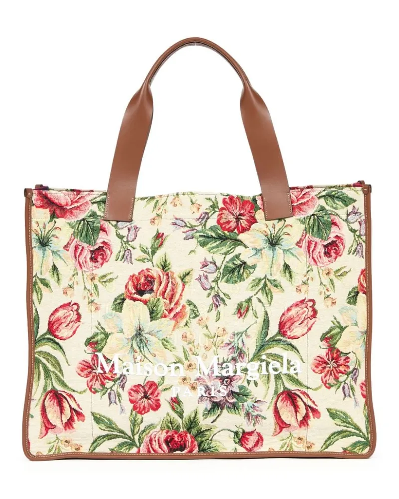 Maison Margiela Großer Shopper mit Blumen-Print - Nude Nude