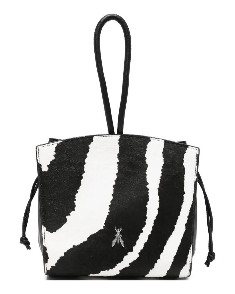 Patrizia Pepe Clutch aus Leder mit Zebra-Print - Schwarz Schwarz