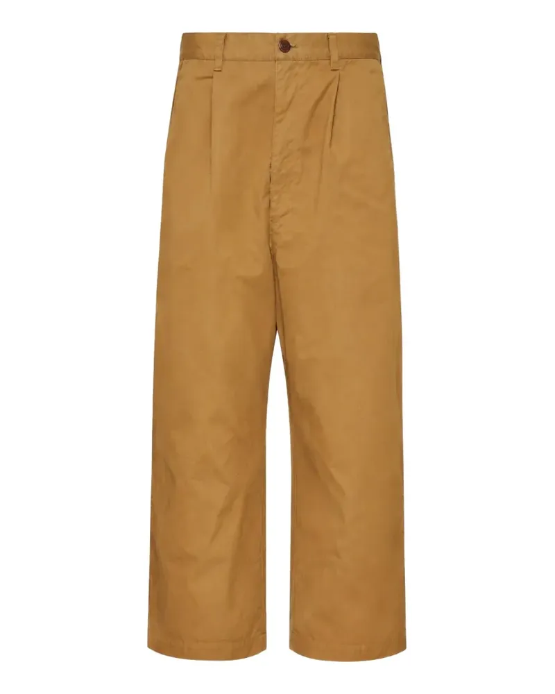 Junya Watanabe pleated garment-dyed trousers - Braun Braun