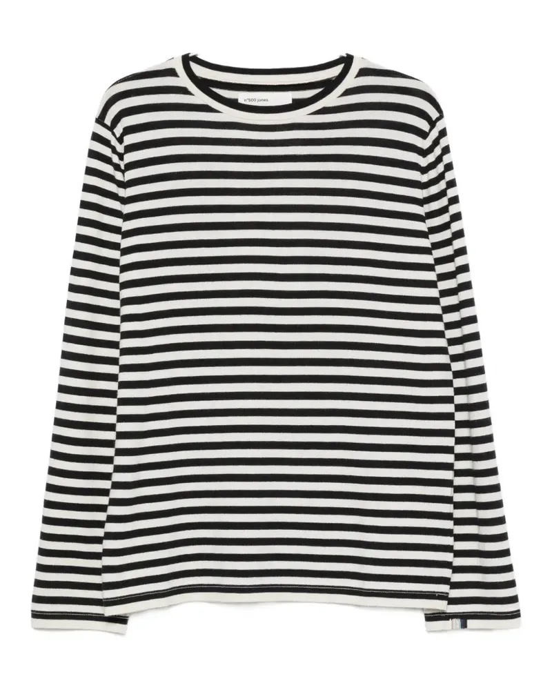 extreme cashmere Gestreiftes Jones Langarmshirt - Weiß Weiß