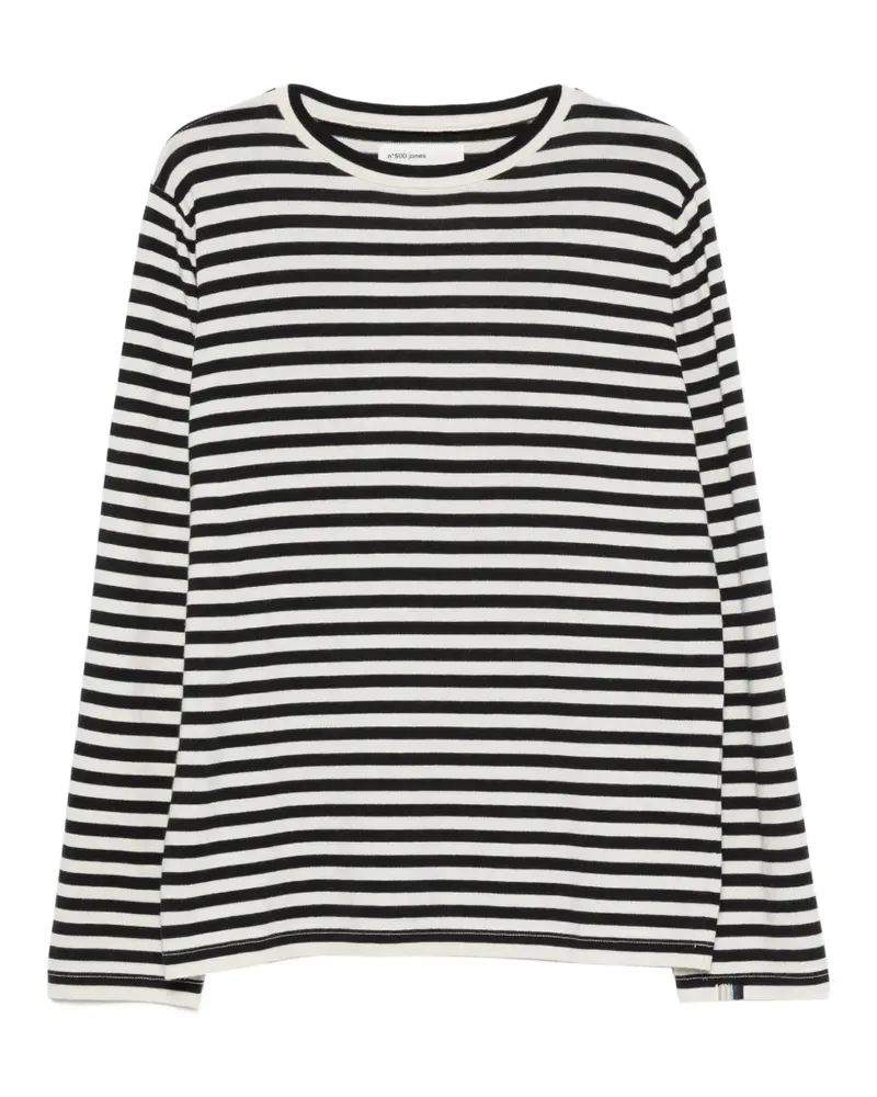 extreme cashmere Gestreiftes Jones Langarmshirt - Weiß Weiß