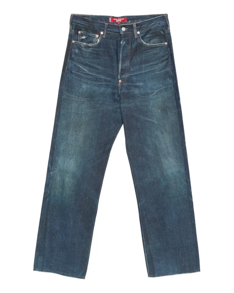 Junya Watanabe faded-effect buckle-strap jeans - Blau Blau