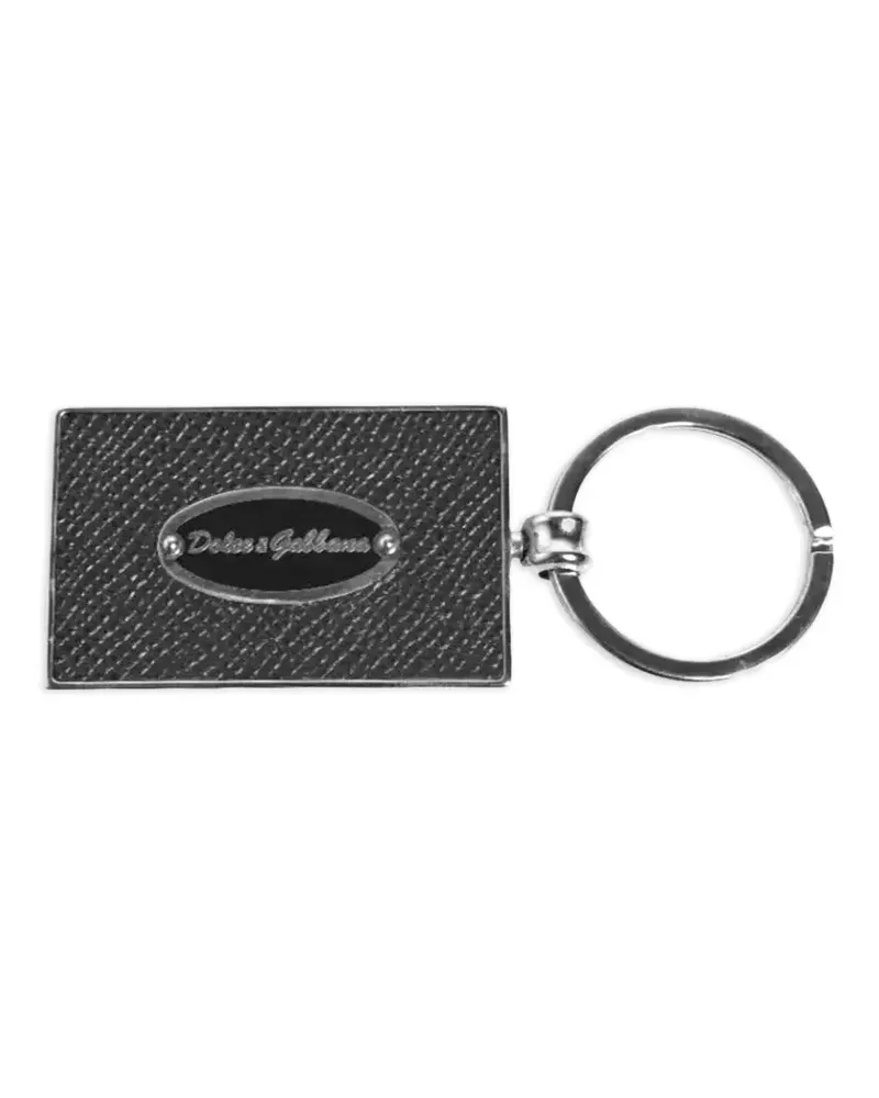 Dolce & Gabbana Schlüsselanhänger mit Logo-Schild - Schwarz Schwarz