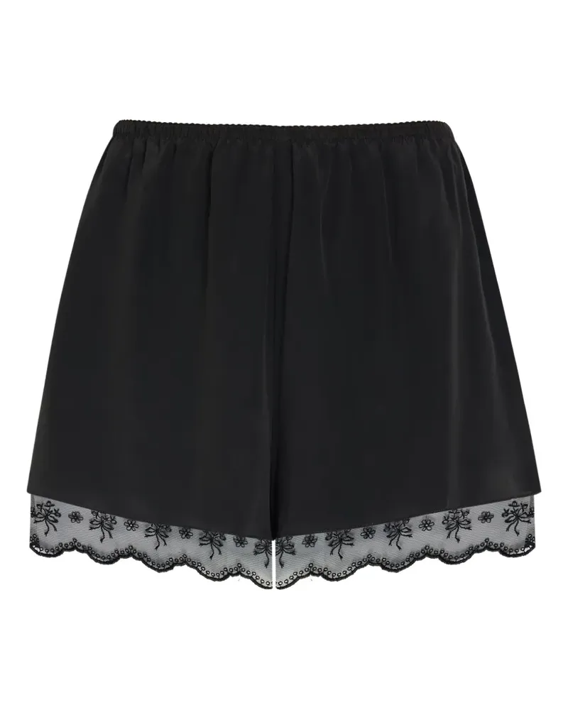 Simone Rocha Bestickte Shorts mit Wellensaum - Schwarz Schwarz