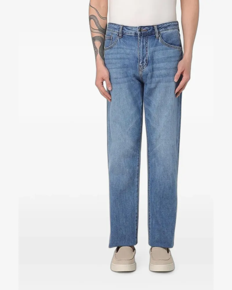 Emporio Armani logo-patch jeans - Blau Blau