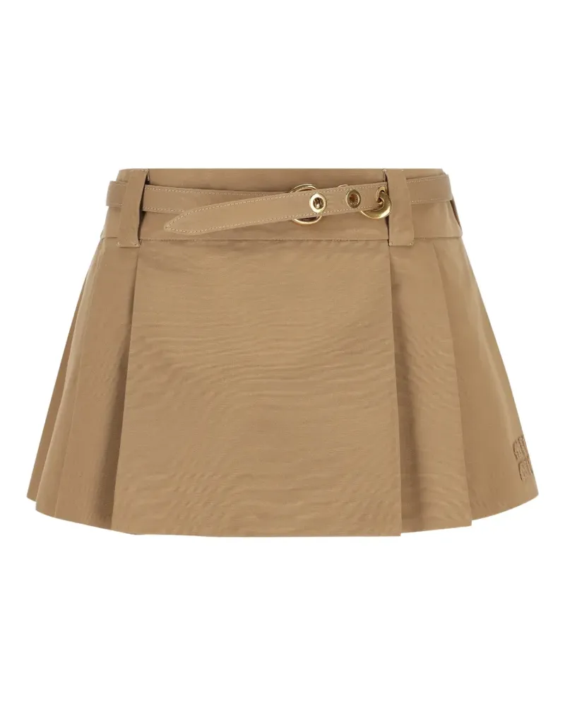 Miu Miu belted pleated mini skirt - Nude Nude