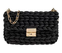 Große Tribeca Schultertasche mit geflochtener Kette - Schwarz