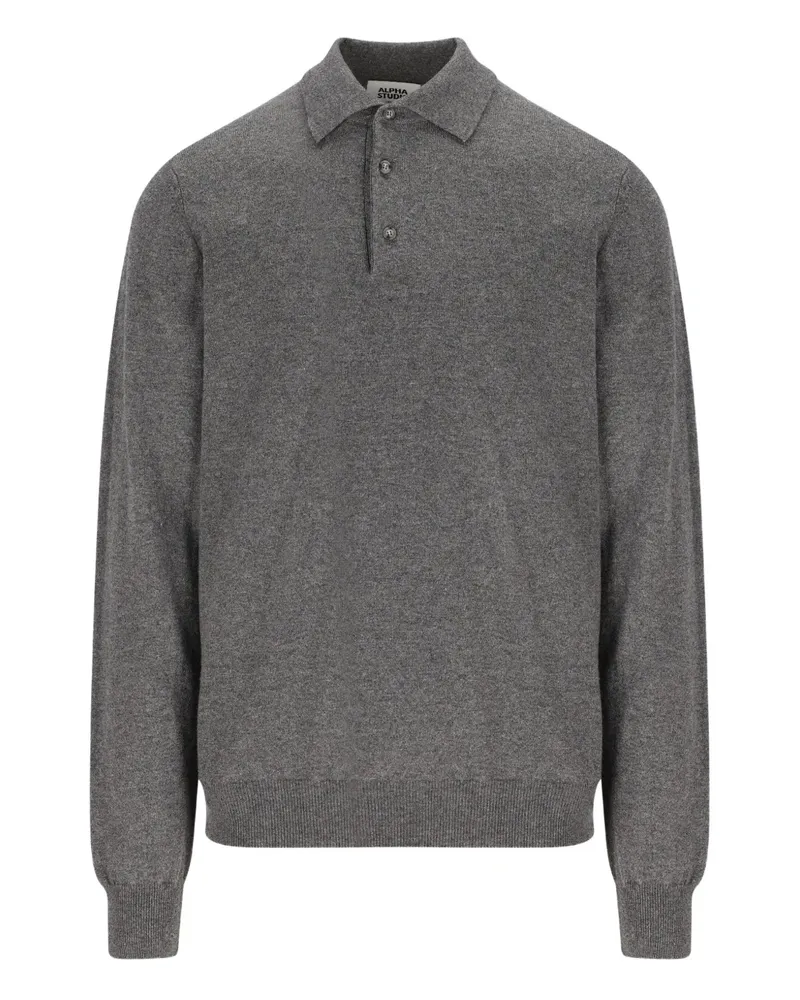 Alpha Studio Kaschmirpullover mit Poloshirtkragen - Grau Grau