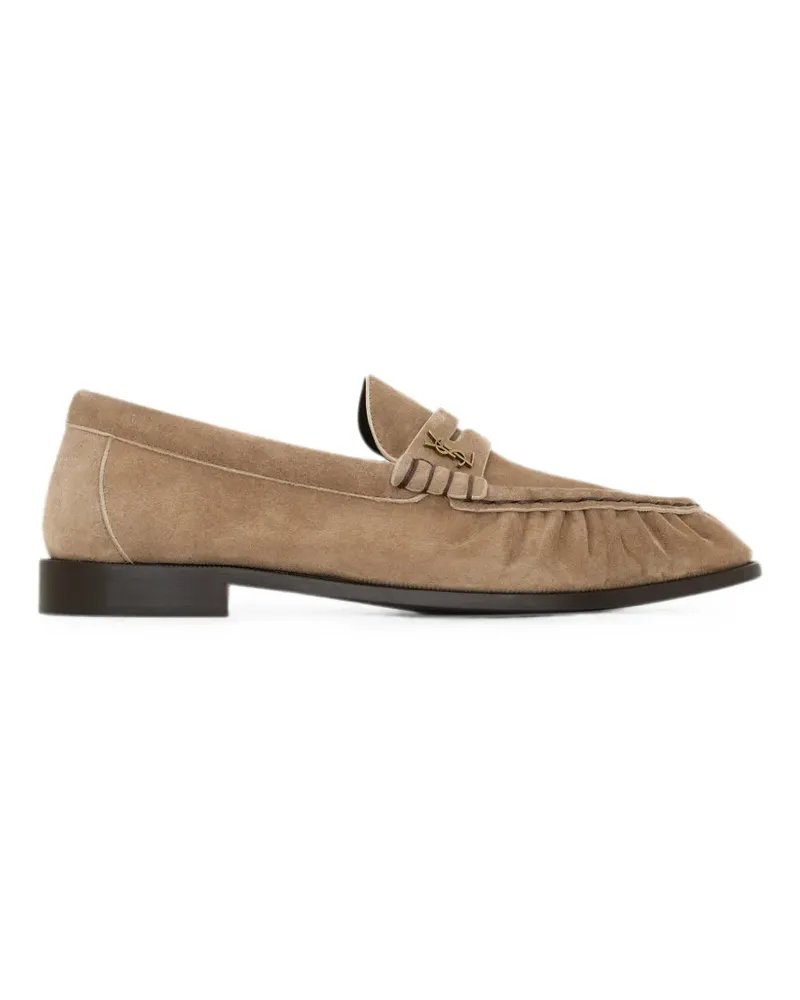 Saint Laurent Le Loafer supple shoes in suede - Nude Nude