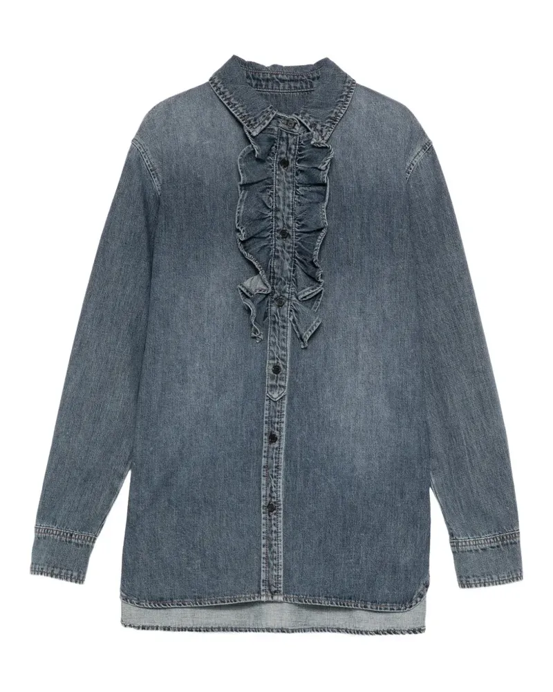 JUUN.J Jeanshemd mit Rüschen - Blau Blau
