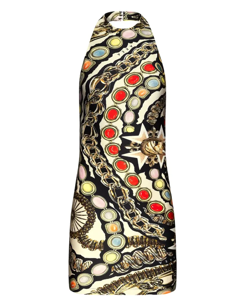 Area Minikleid mit Schmuckstein-Print - Schwarz Schwarz