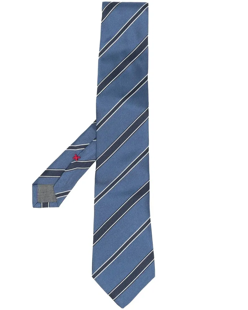 Brunello Cucinelli Seidenkrawatte mit diagonalen Streifen - Blau Blau