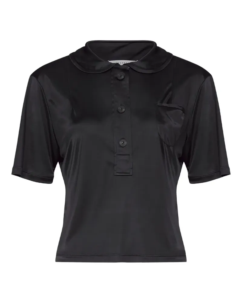 Maison Margiela Poloshirt aus Satin - Schwarz Schwarz
