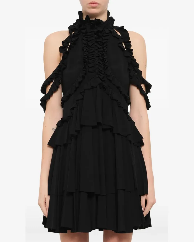Alexander McQueen ruffled tiered mini dress - Schwarz Schwarz