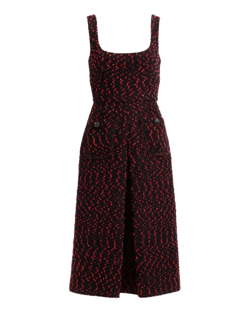 Elie Saab Midikleid aus Tweed mit Knopfdetail - Schwarz Schwarz