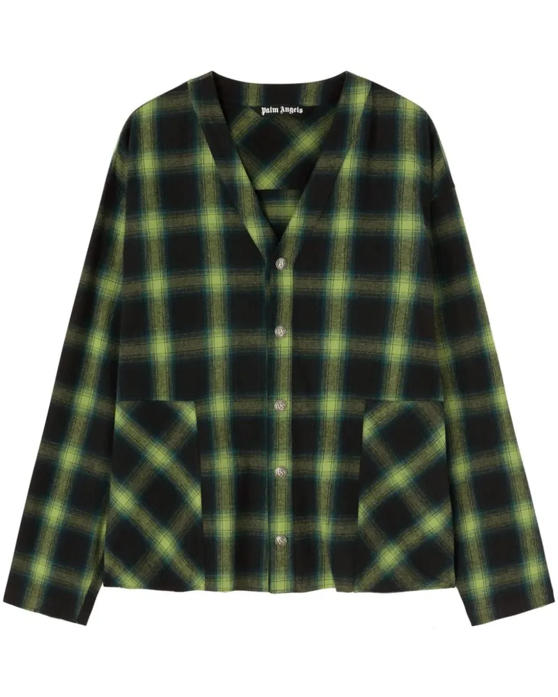 Palm Angels Kariertes Hemd mit V-Ausschnitt - Grün Grün