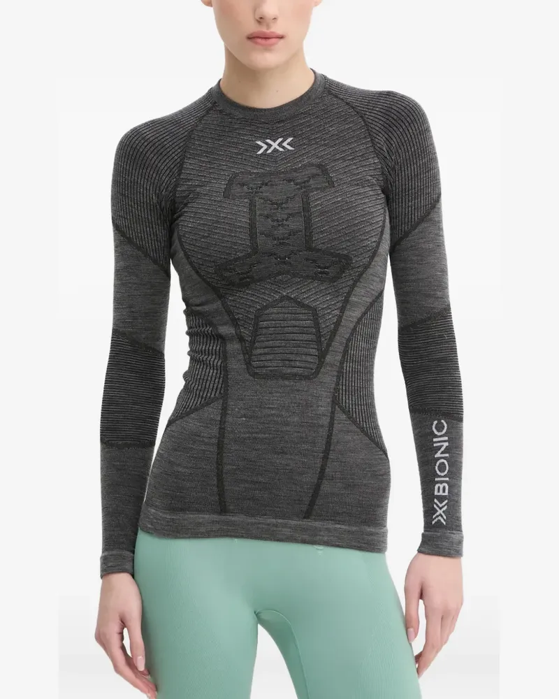 X-Bionic Symbio LS logo-print panelled top - Grau Grau
