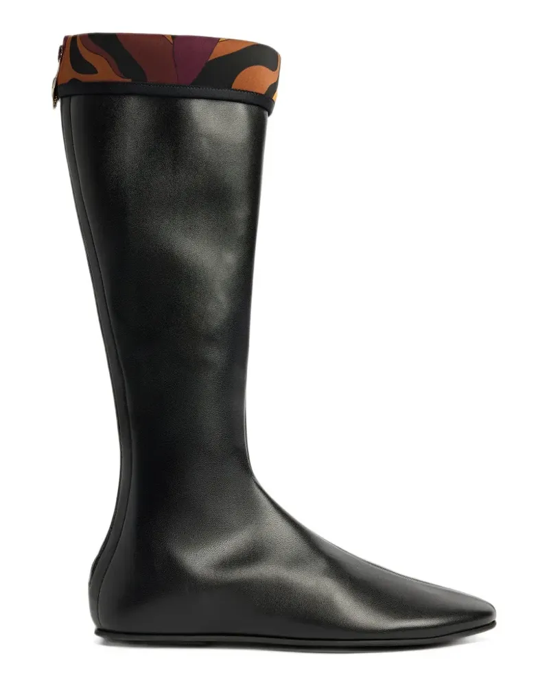 Emilio Pucci Stretch-Stiefel mit bedruckten Bündchen - Schwarz Schwarz