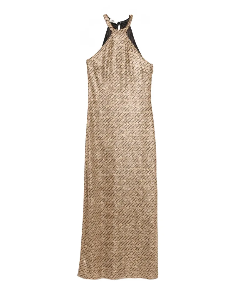 SIYU Tallis halterneck patterned maxi dress - Gold Gold
