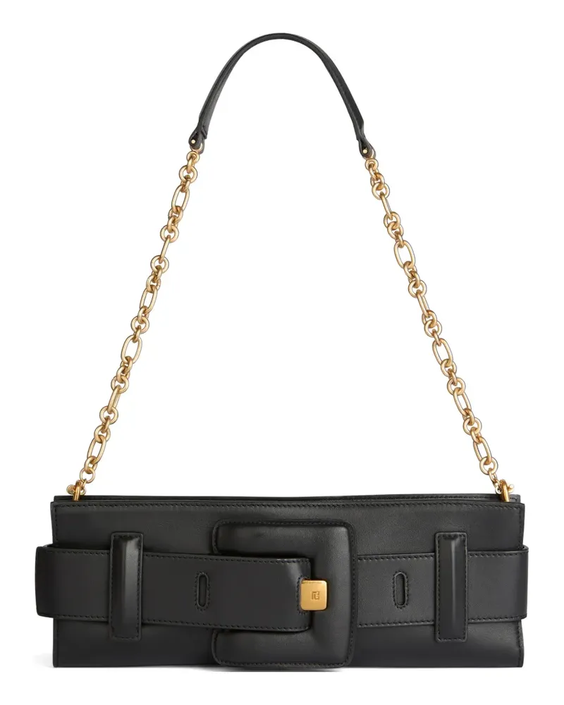 Balmain Anthem-Clutch aus Glattleder - Schwarz Schwarz