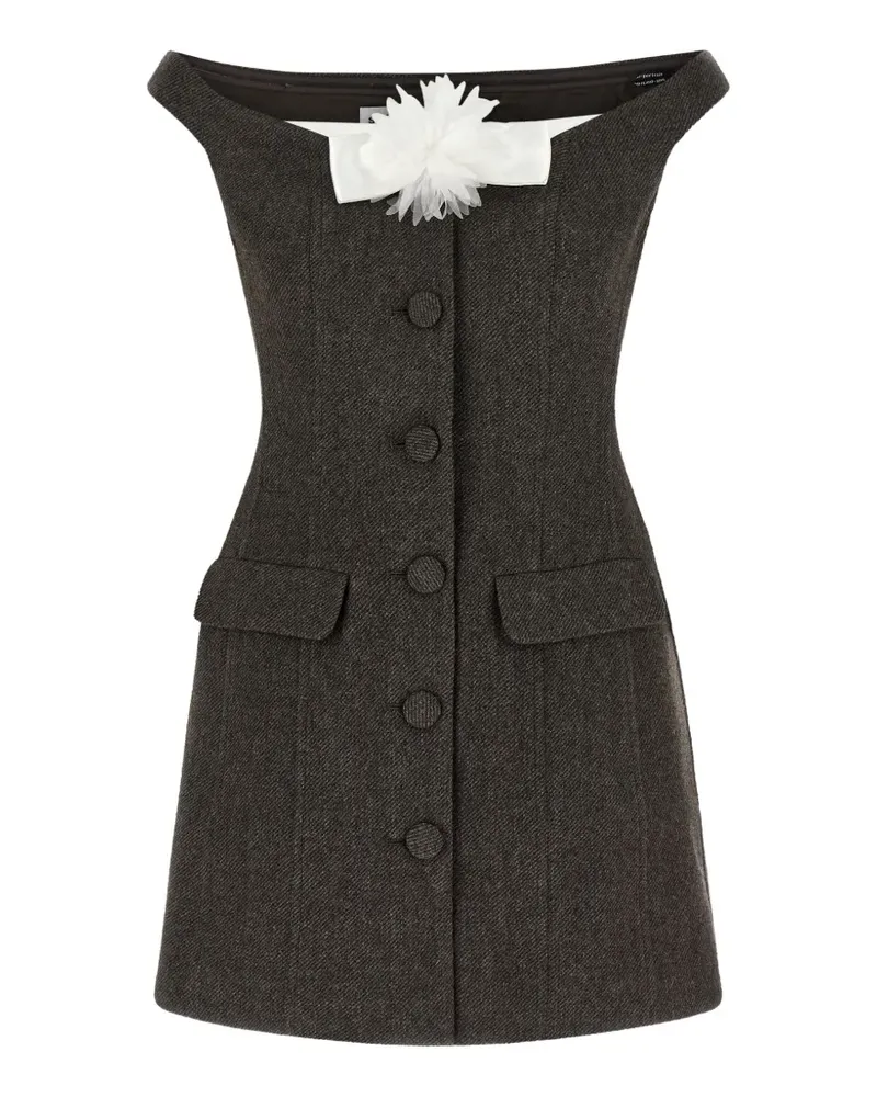 Self-Portrait Schulterfreies Minikleid in Braun Braun