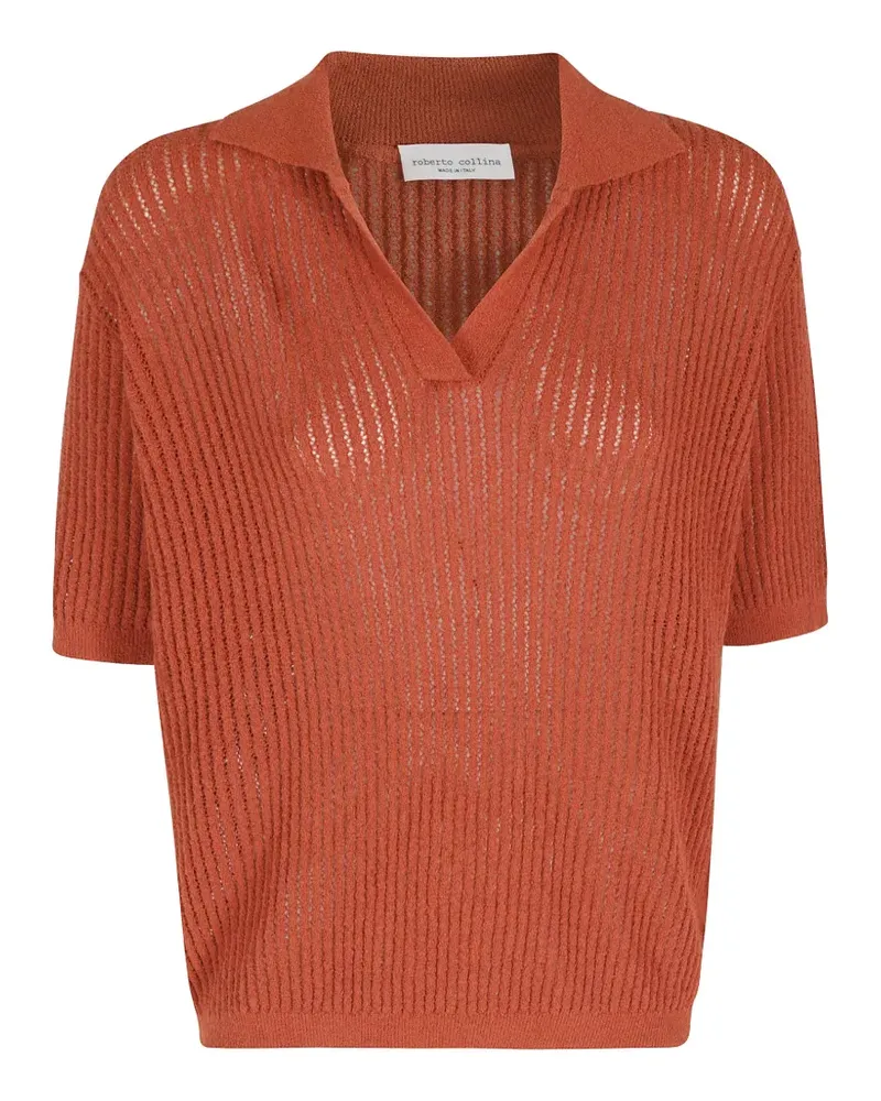 Roberto Collina open stitch knit T-shirt - Orange Orange