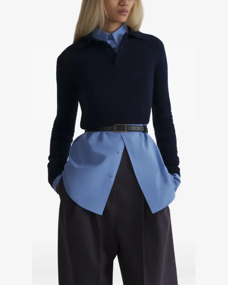 Thierry Mugler Cropped-Poloshirt aus Kaschmir - Blau Blau