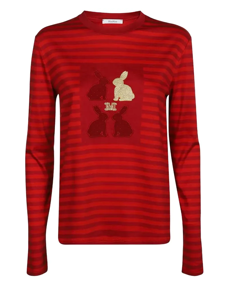 Max Mara Gestreiftes T-Shirt mit Hasendetail - Rot Rot