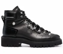 Schnürstiefel mit Logo-Print - Schwarz
