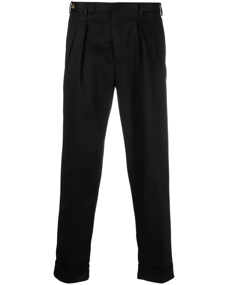 PT TORINO Tapered-Hose mit Bundfalten - Schwarz Schwarz