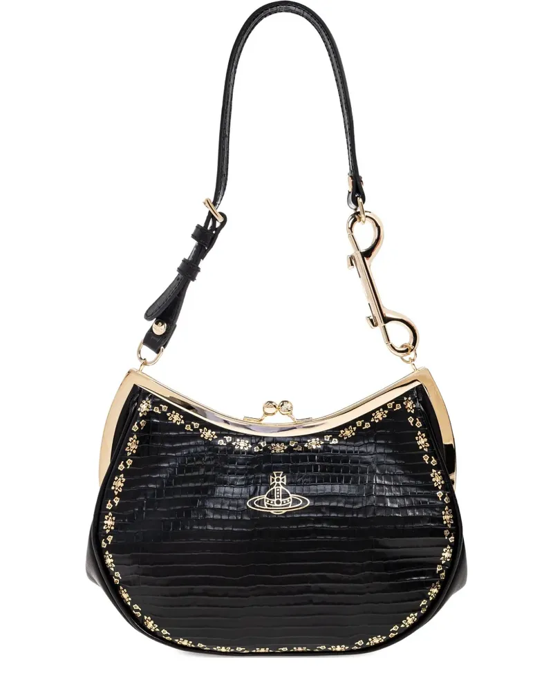 Vivienne Westwood Kleine Schultertasche mit Kroko-Effekt - Schwarz Schwarz