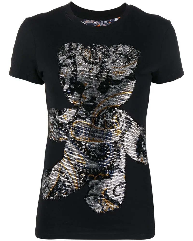 Philipp Plein T-Shirt mit Teddy - Schwarz Schwarz