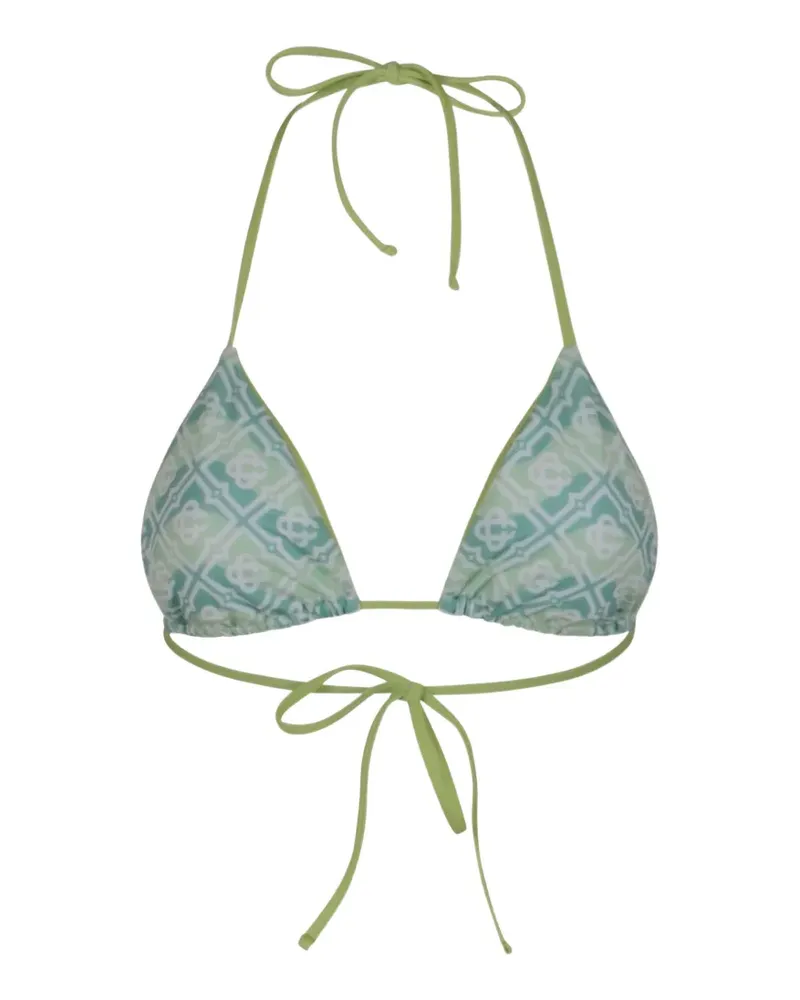 Casablanca Paris wavy-monogram tie bikini top - Grün Grün