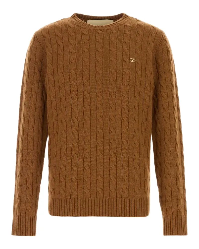 Valentino Garavani cable-knit VLogo sweater - Braun Braun