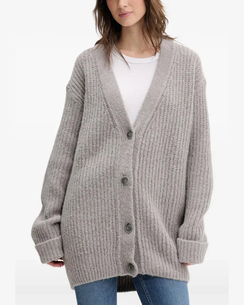 HUGO BOSS button ribbed cardigan - Grau Grau