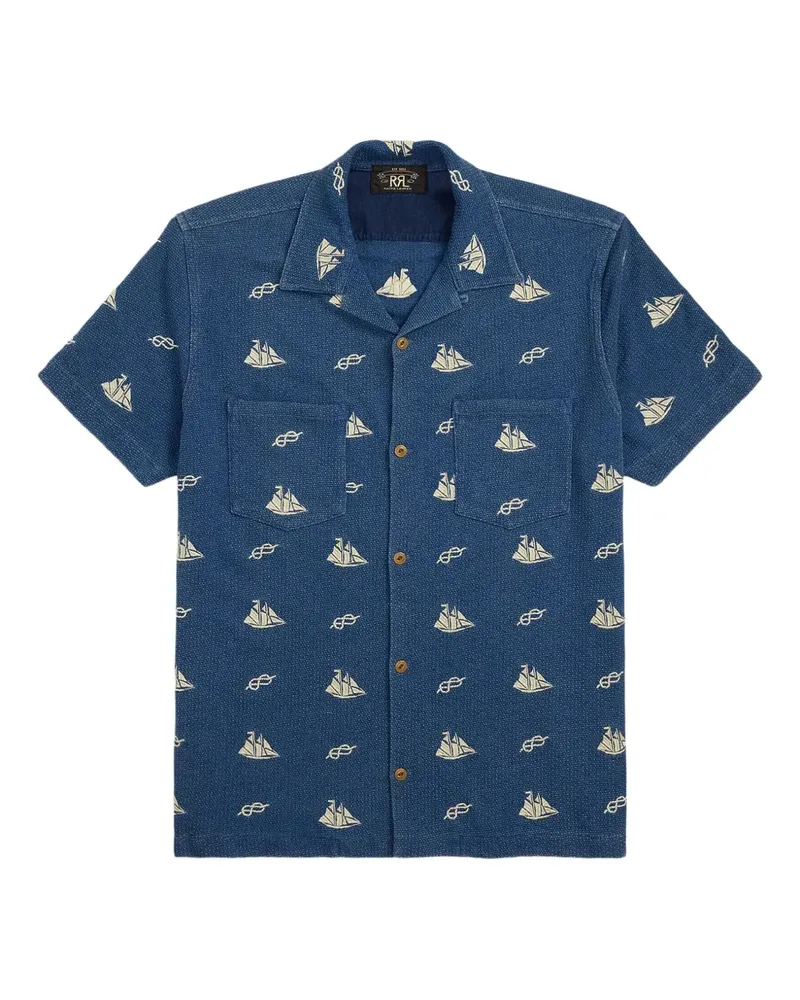 Ralph Lauren Kurzärmeliges Hemd mit Marine-Print - Blau Blau
